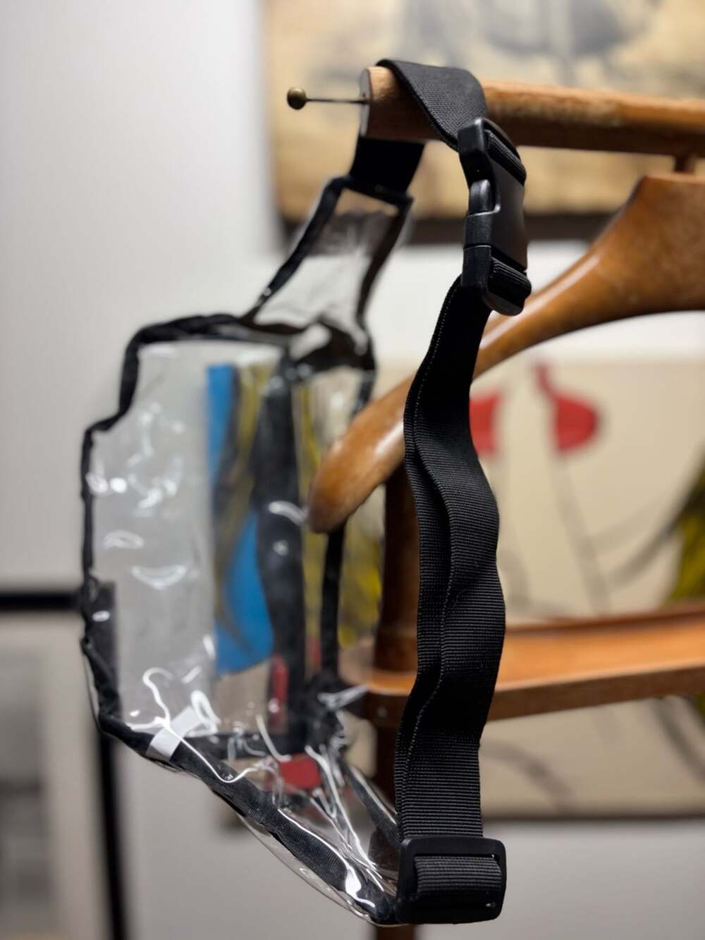 Clear PVC Stadium Approved Fanny Pack Black Trim Adjustable Strap 2 Compartments - Picture 6 of 8
